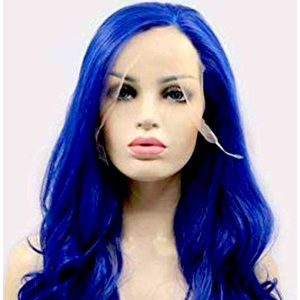 Long blue lace front wig